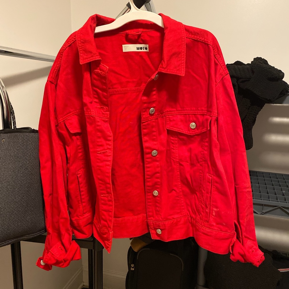 Topshop red denim jacket